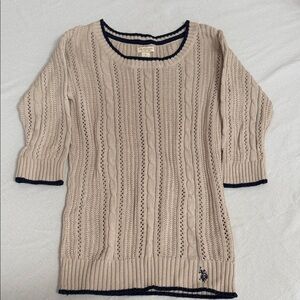 U.S. Polo Assn. Beige and Black Cable Knit Sweater